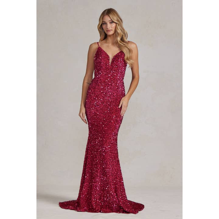 Vestido de Sereia com Recortes e Lantejoulas-R1071 por atacado de Noxanabel