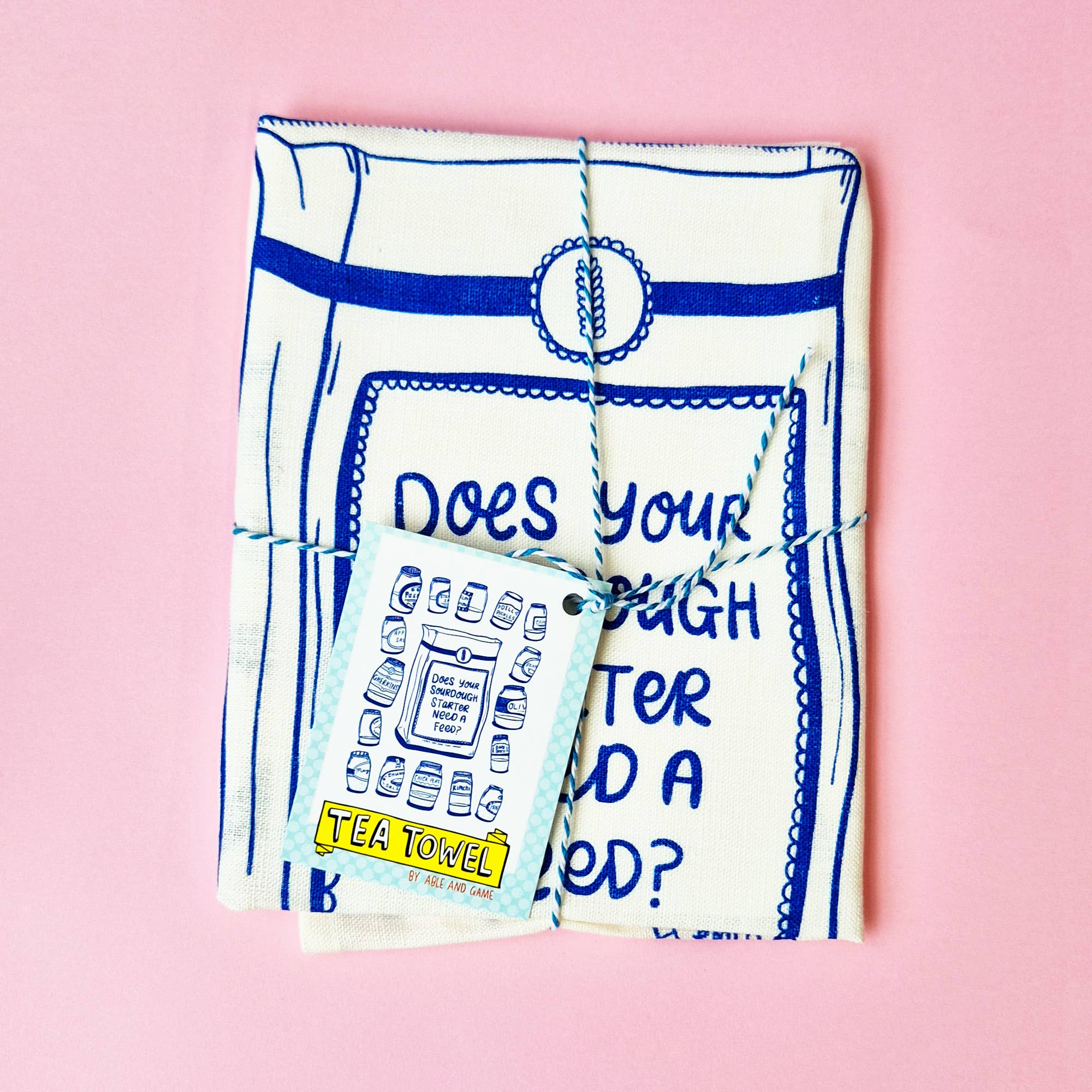 Able And Game - Wholesale Tea towel - Does Your Sourdough Starter Need A Feed? - 100% Linen Tea Towel1