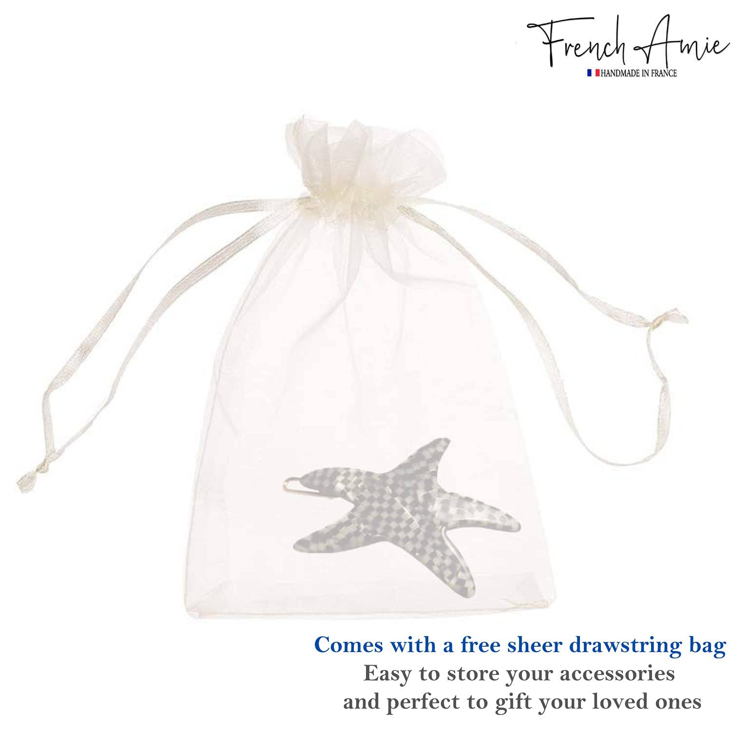 Parcelona - Wholesale Barrette - Women's - French Amie Star Small Celluloid Handmade Hair Slide Barrette With Snap Clips2