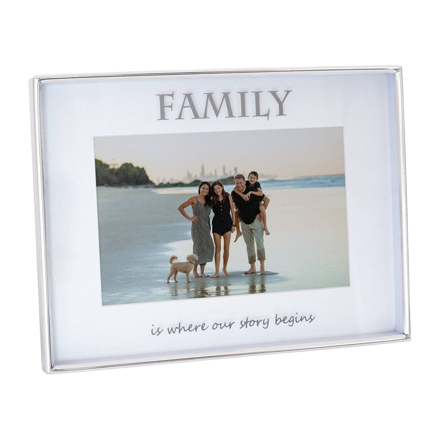 Happy Homewares – wholesale Picture frame – Contemporary Silver Plated Metal Family 4x6 Picture Frame for Wall or Table1