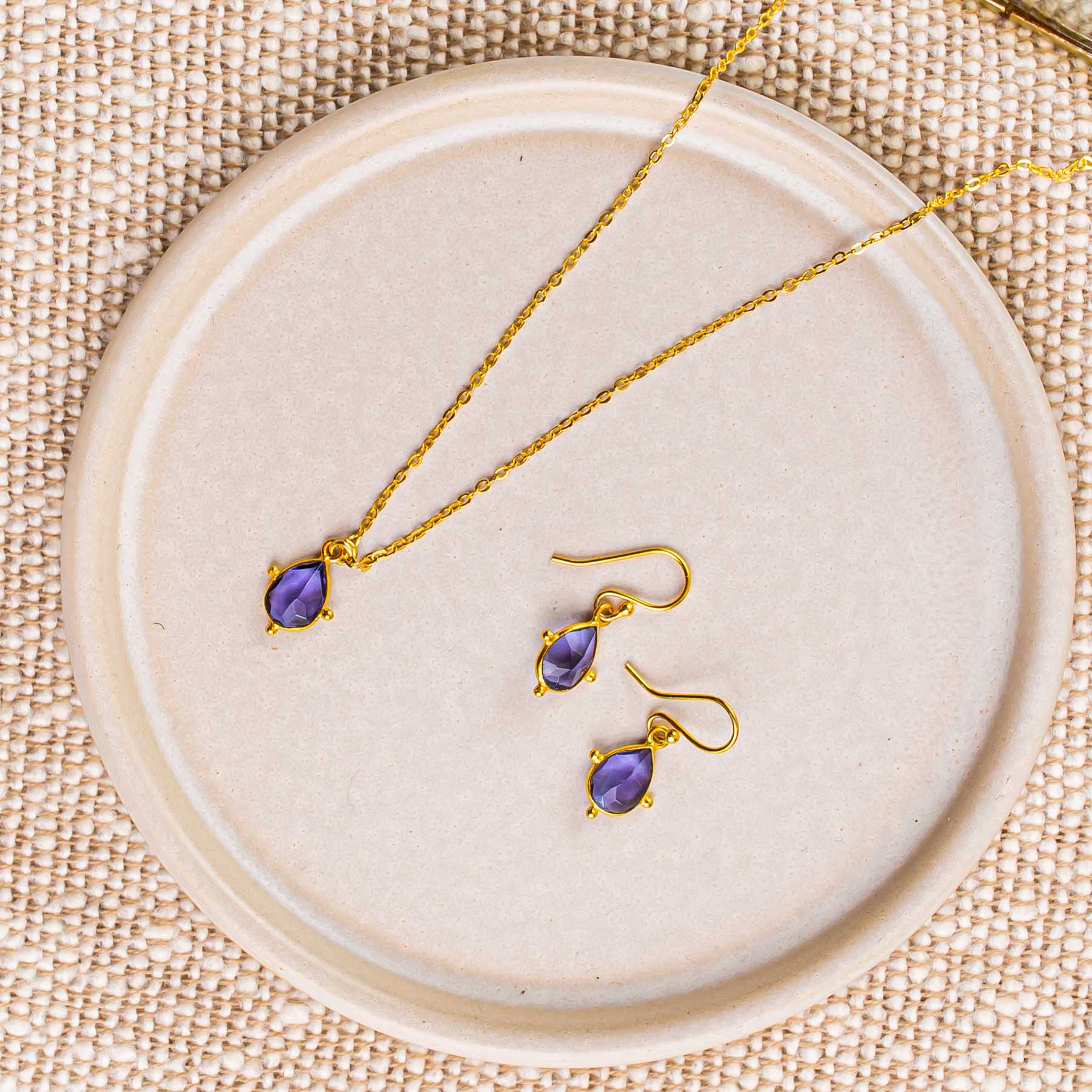 Ashiana London – wholesale Pendant/charm necklace – Snowdrop Iolite Necklace2