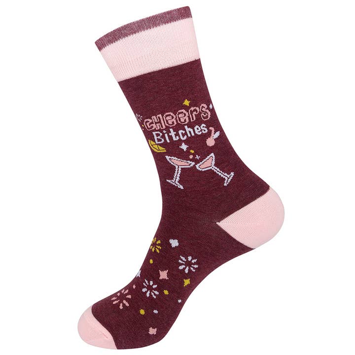 Funatic - About Face Designs - Nice Enough Merch Co - Wholesale Socks - Unisex - Cheers Bitches Socks - Closeout | Funatic