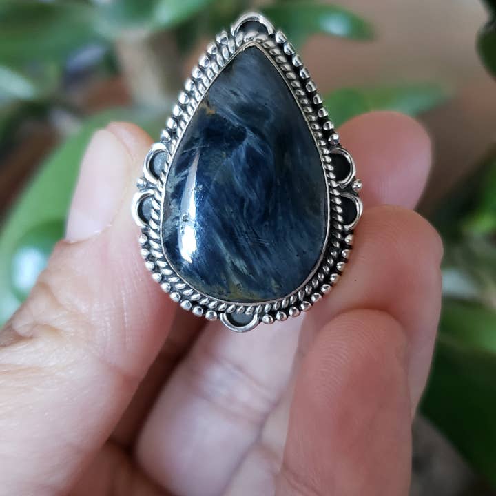 Pietersite 925 sterling silver ring, Teardrop ring for wholesale by GTG Gems Corp