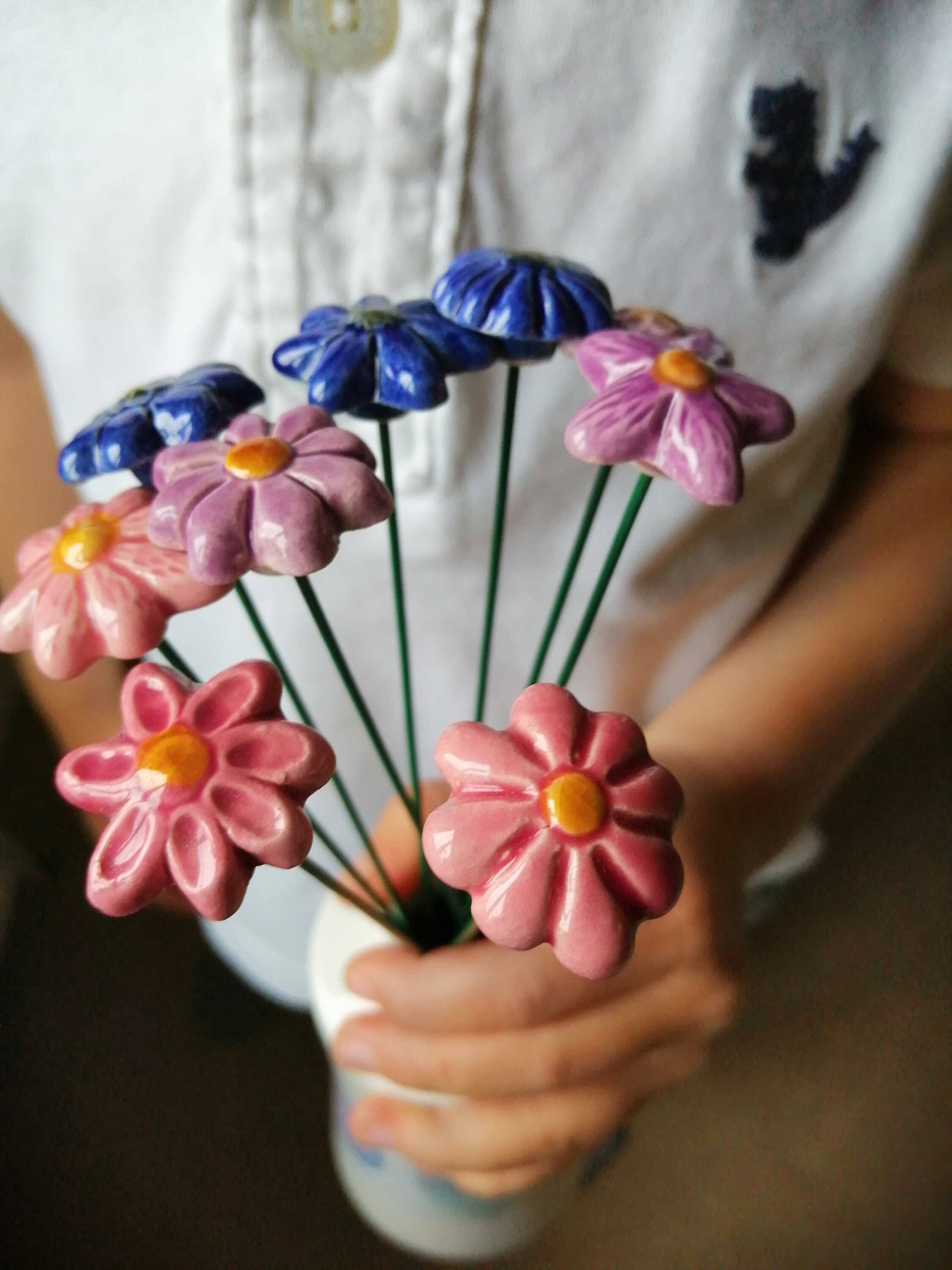 FlowerDropsArt - Vendita all'ingrosso Fiori finti - Fiori in ceramica mini, decorazione per giardino fatato4