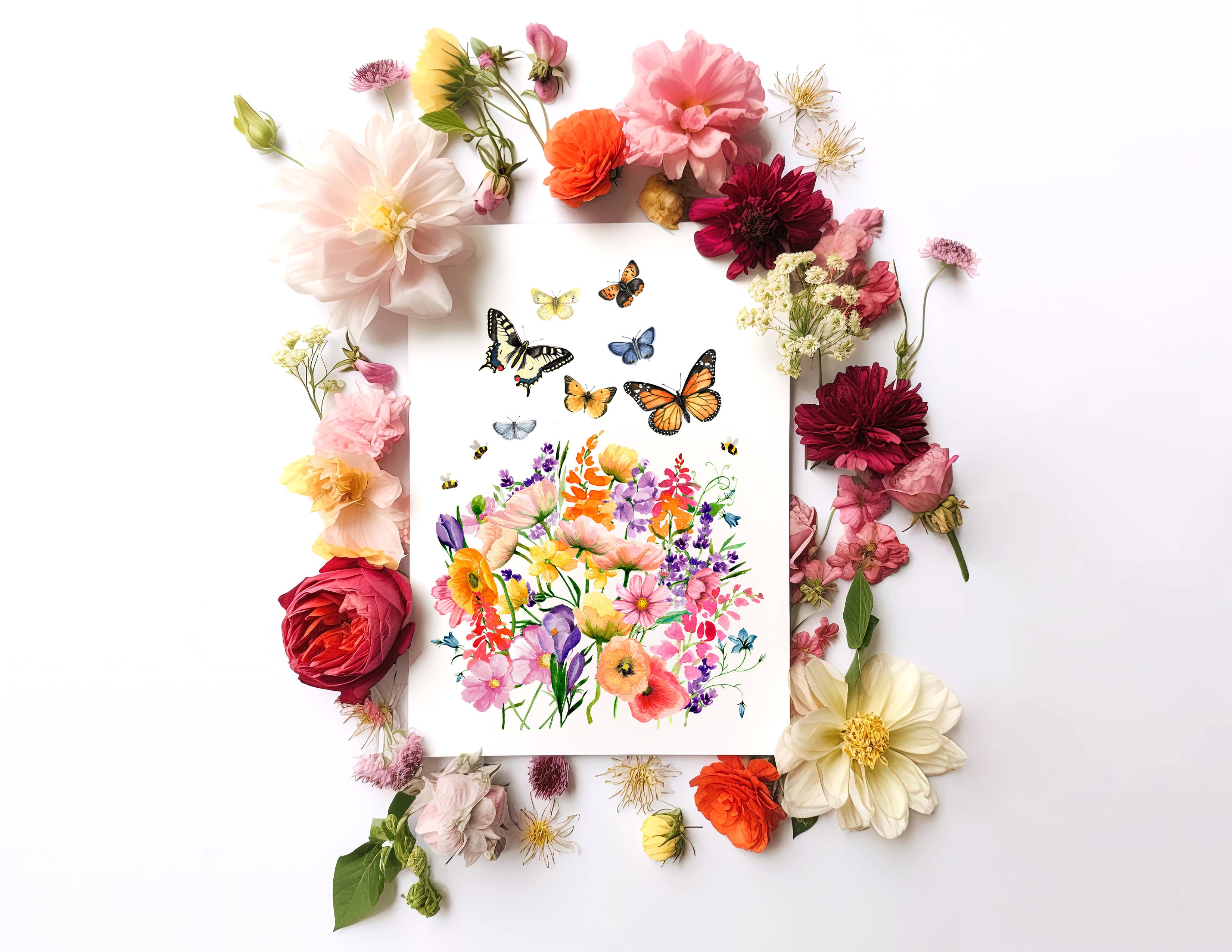 NorthHouse Creative Co. - Wholesale Art Print - Butterfly Florals Watercolor Painting Art Prints3