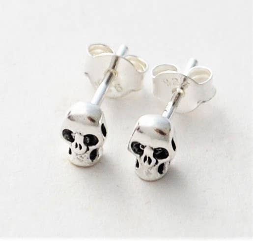 Semaki & Bird - Wholesale Stud/Post Earrings - Skull Book lovers  studs - sterling silver1