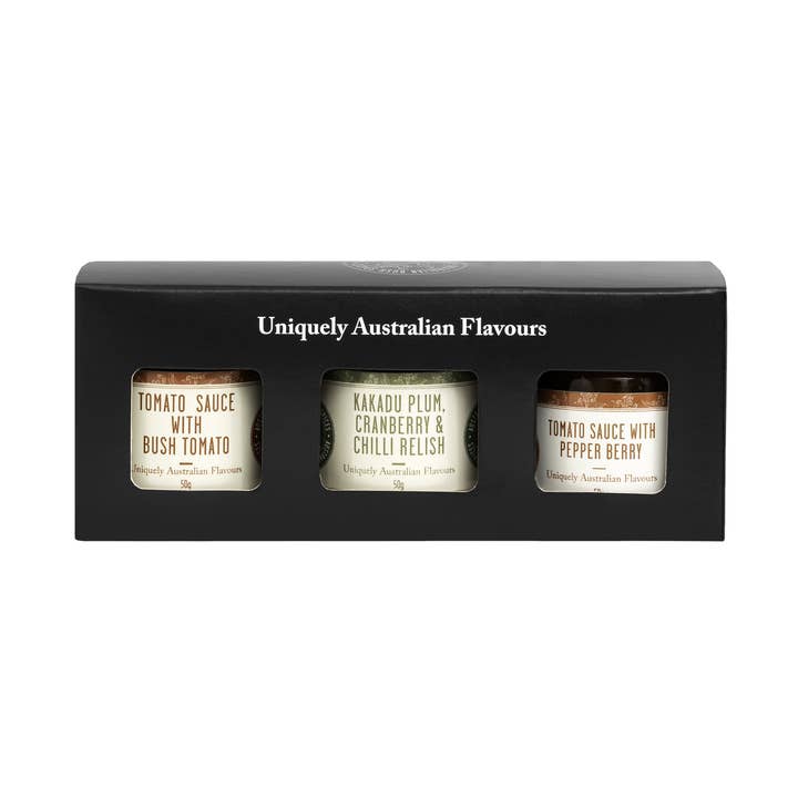 3 Pack Mini Tomato Sauces and KP Relish 50g for wholesale by Australian Bush Spices