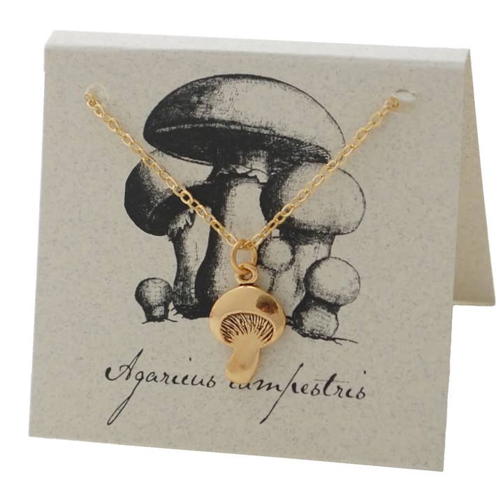 Semaki & Bird – wholesale Hänge-/berlockhalsband – Svamp Halsband Guld Naturhistoria