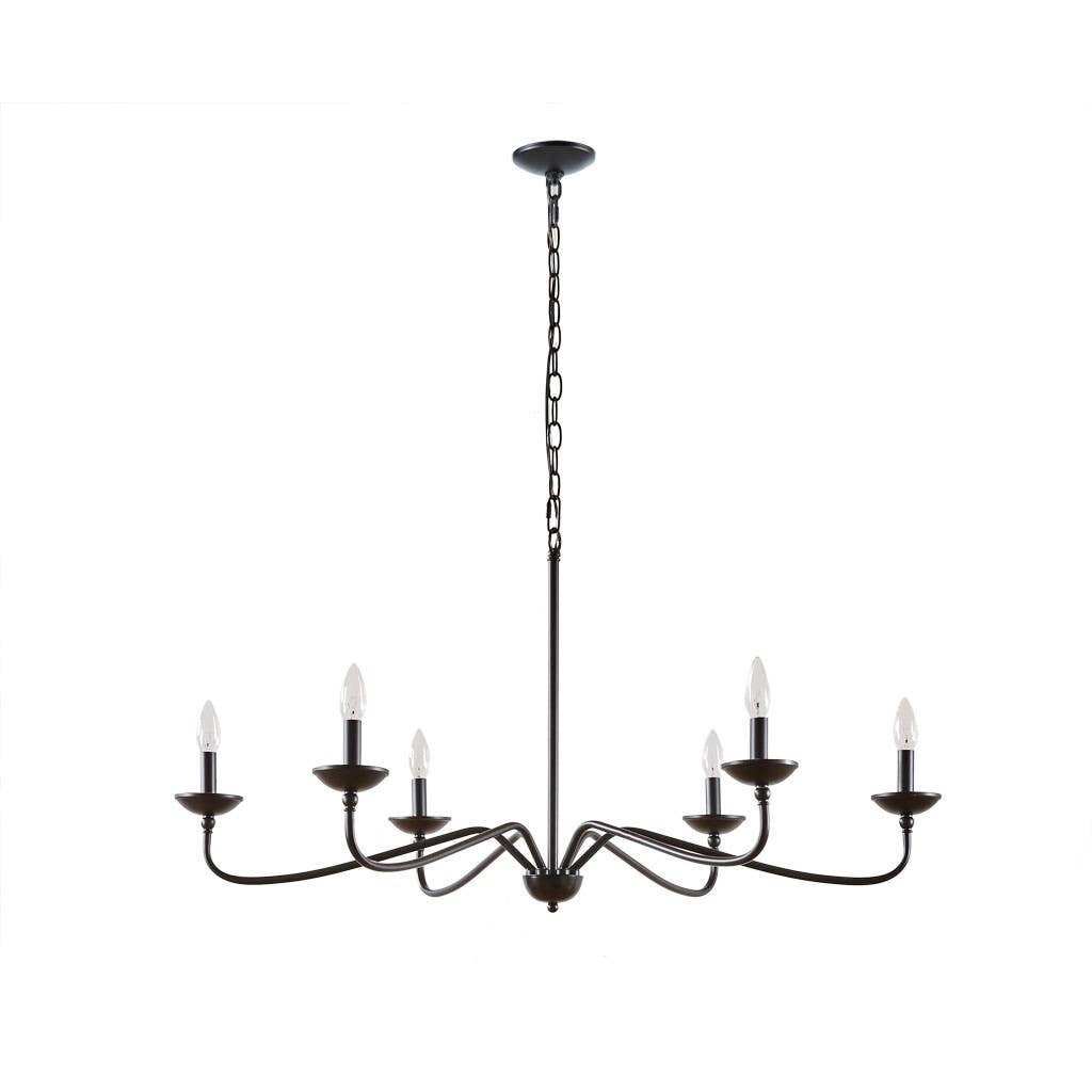 Olliix - Wholesale Chandelier/Hanging Light - 6-Light Matte Black Farmhouse Industrial Chandelier3