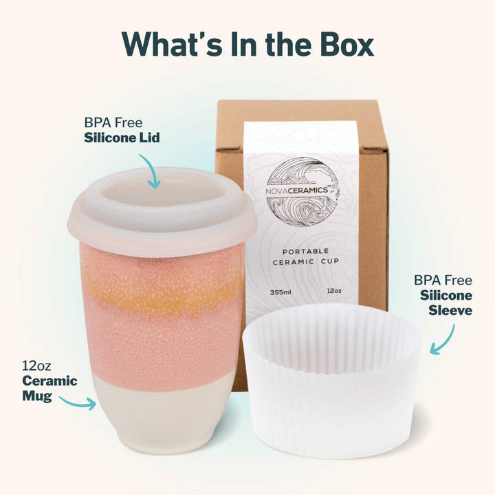 Nova Ceramics Travel Mugs - Wholesale Coffee/Tea Cup - Afterglow 12oz Ceramic Travel Mug – Reusable & Giftable1