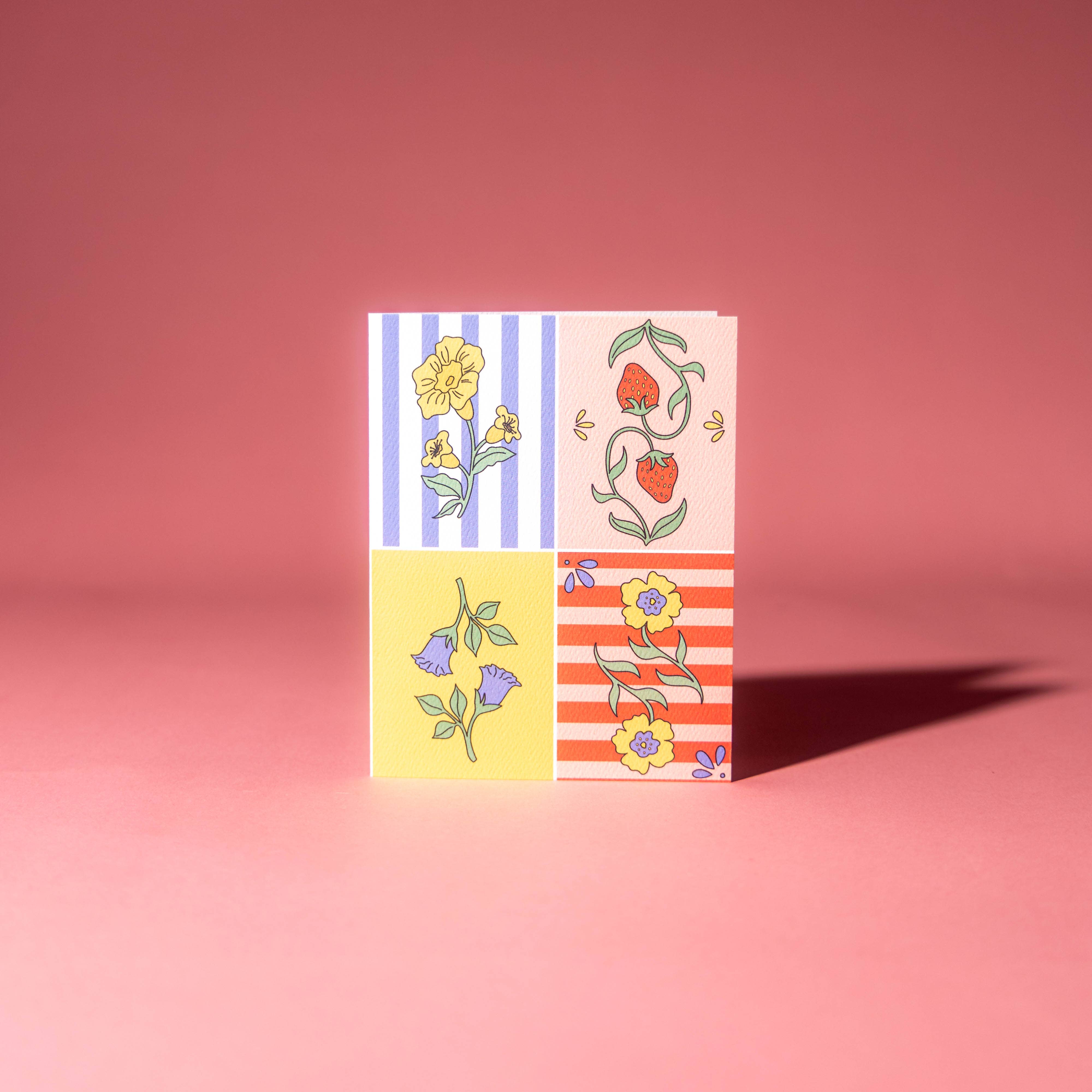 Illustrating Amy - Vente Cartes d'anniversaire - Carte florale patchwork3