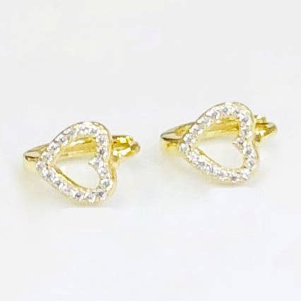 Créoles Cœur Ouvert Pavé pour la vente par iiShii designs