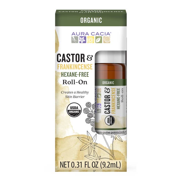 Organic Castor & Frankincense Roll-On Hexane-Free 0.31 Oz for wholesale by Aura Cacia