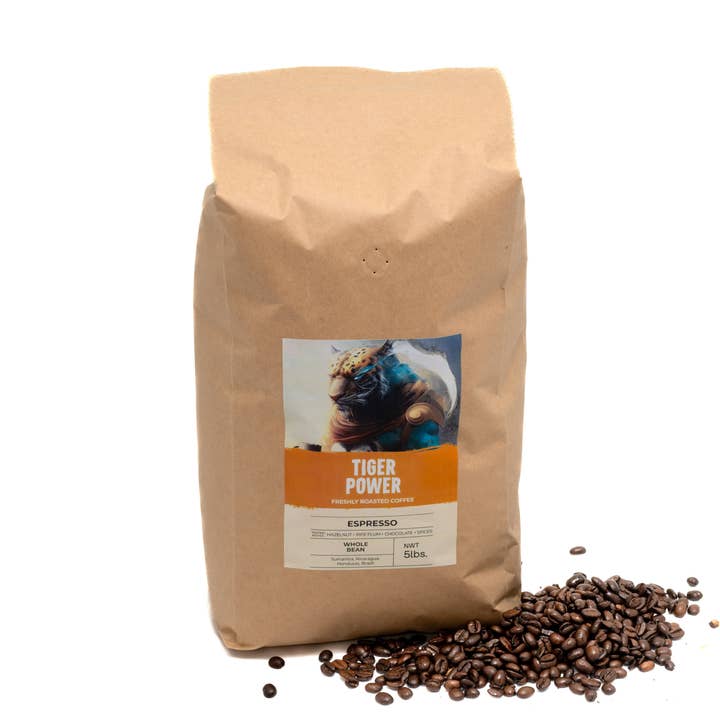 Espresso Medium Roast Whole Bean Coffee 5lbs (80oz) Bulk for wholesale by 3Legged Coffee Brewery
