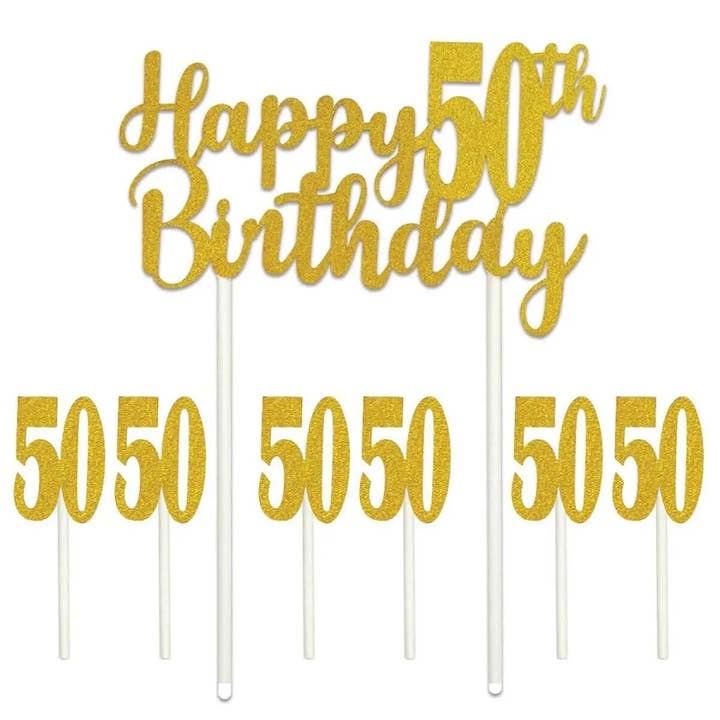 Cake Topper - Happy 50th Birthday for wholesale by Party Expo, LLC