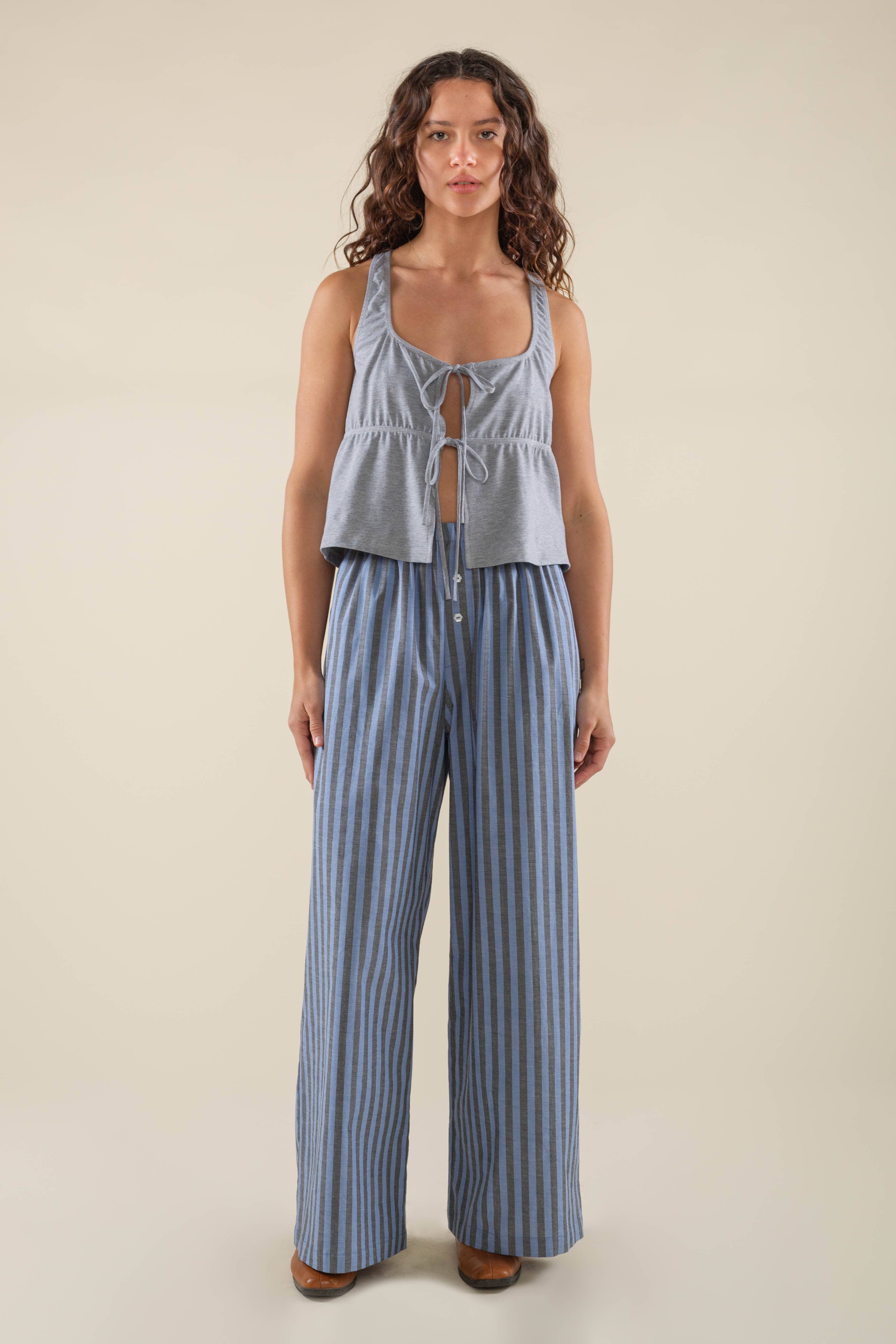 Bleu/Gris Caleçon rayé Rio - Grande taille en vente sur Faire