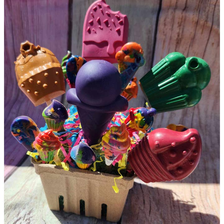 Snazzy Crayons - Wholesale Gift Bag Set/Pack - Cupcake and Ice Cream Basket Filled of Crayons l Gift basket