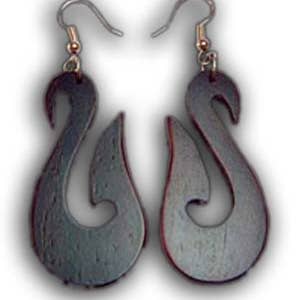 Sono wood Island Earrings hand carved for wholesale by Erik & Mike