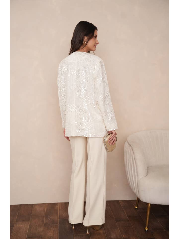 Ecru 2-in-1 Sequin Dress Jacket - CK08349 for wholesale on Faire
