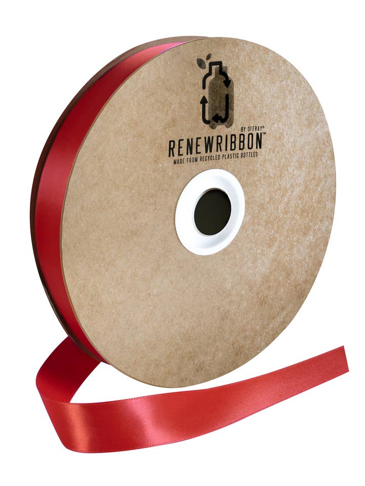 Renew Double-Face Satin Red 7/8" x 100 Yards for wholesale by Berwick Offray Ribbon