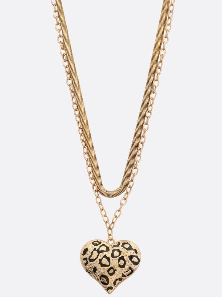 SDJ LEOPARD HJÄRTLAGERAD METALLHALSBAND YN-10869 för wholesale av anbfashion