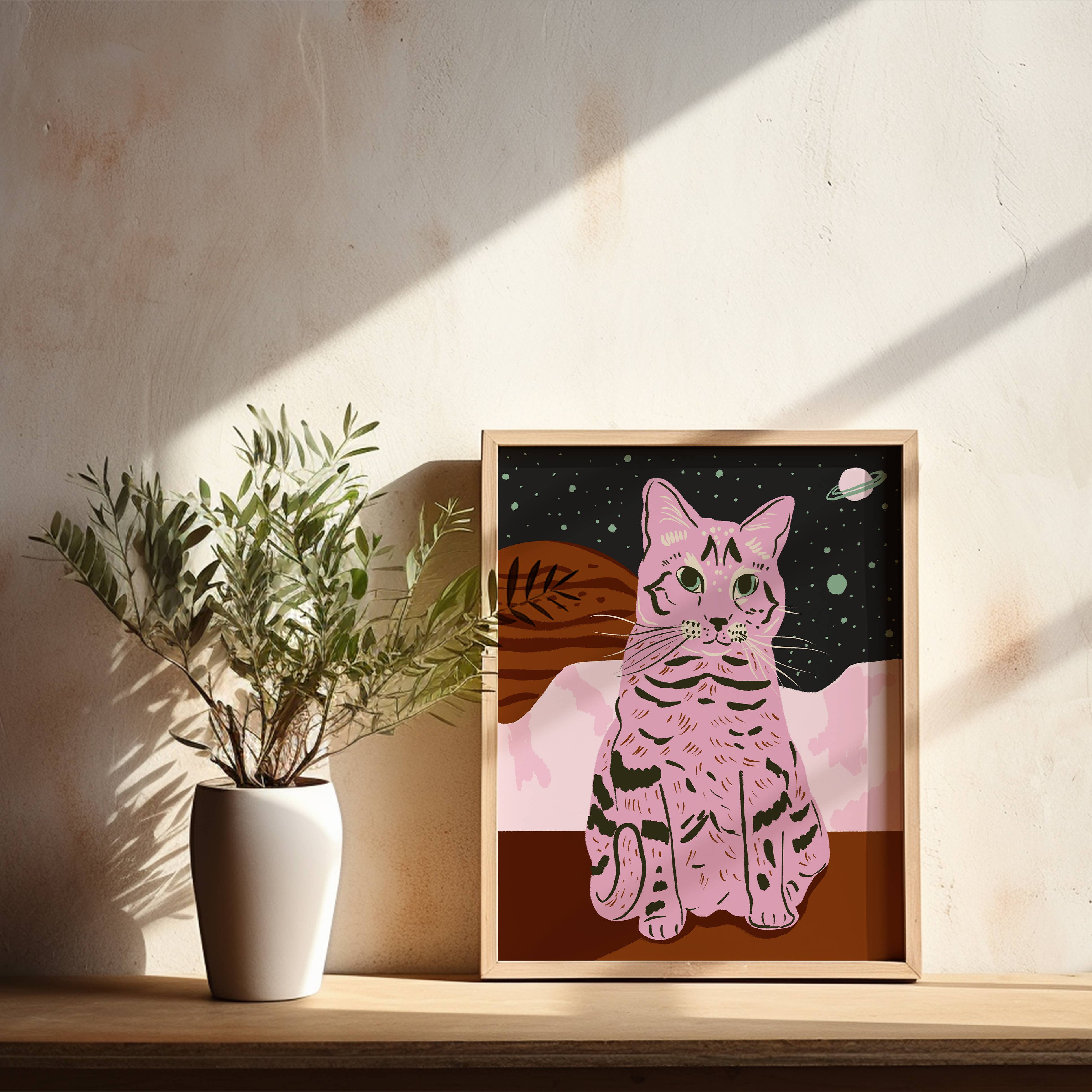 Tara Reed - Wholesale Art Print - "Space Cat" 8" x 10" Giclée Art Print2
