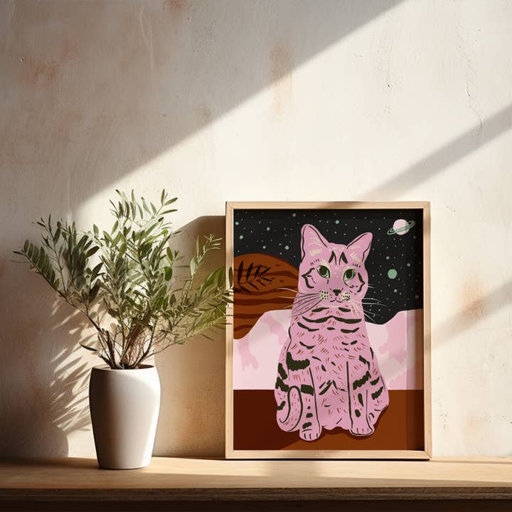 Tara Reed - Wholesale Art Print - "Space Cat" 8" x 10" Giclée Art Print2