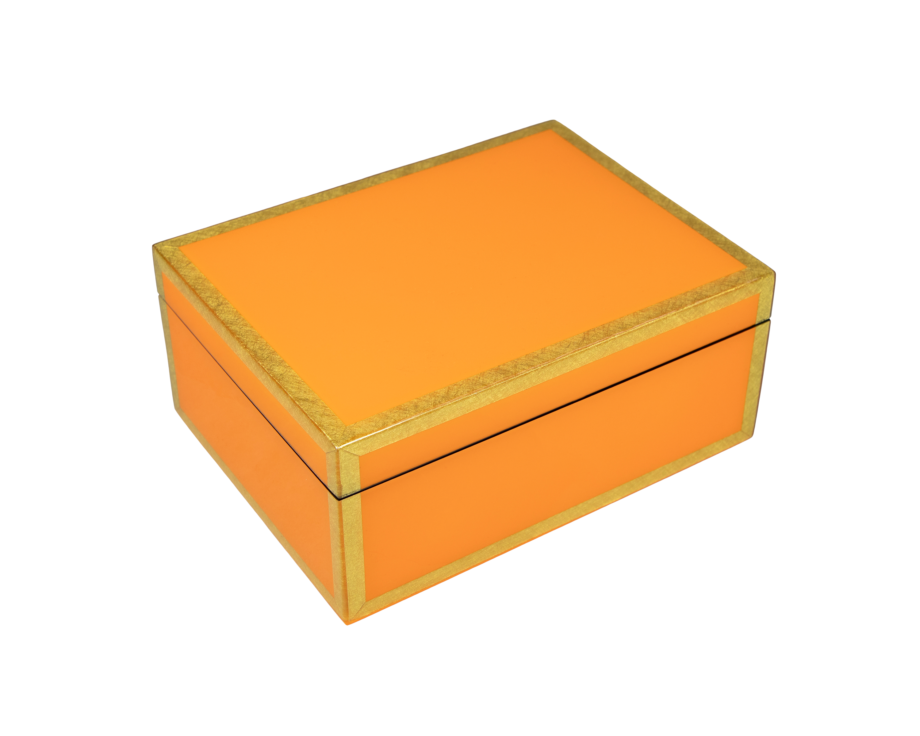 Pacific Connections - Vendita all'ingrosso Scatole decorative - Arancione con bordo in foglia dorata lucida - Scatola media - L-21FSOSGLT1