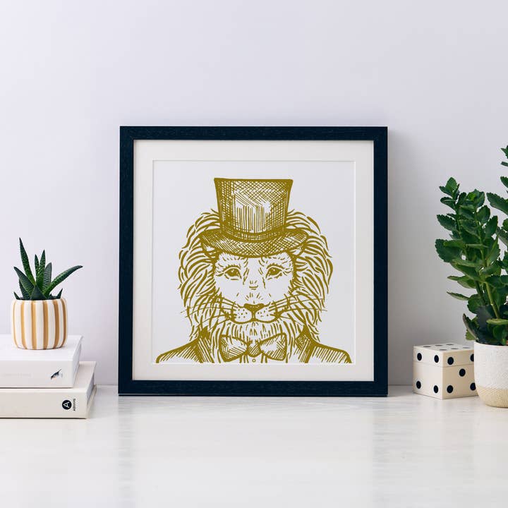 Charlie Lion Mini Art Print for wholesale by Wild Things