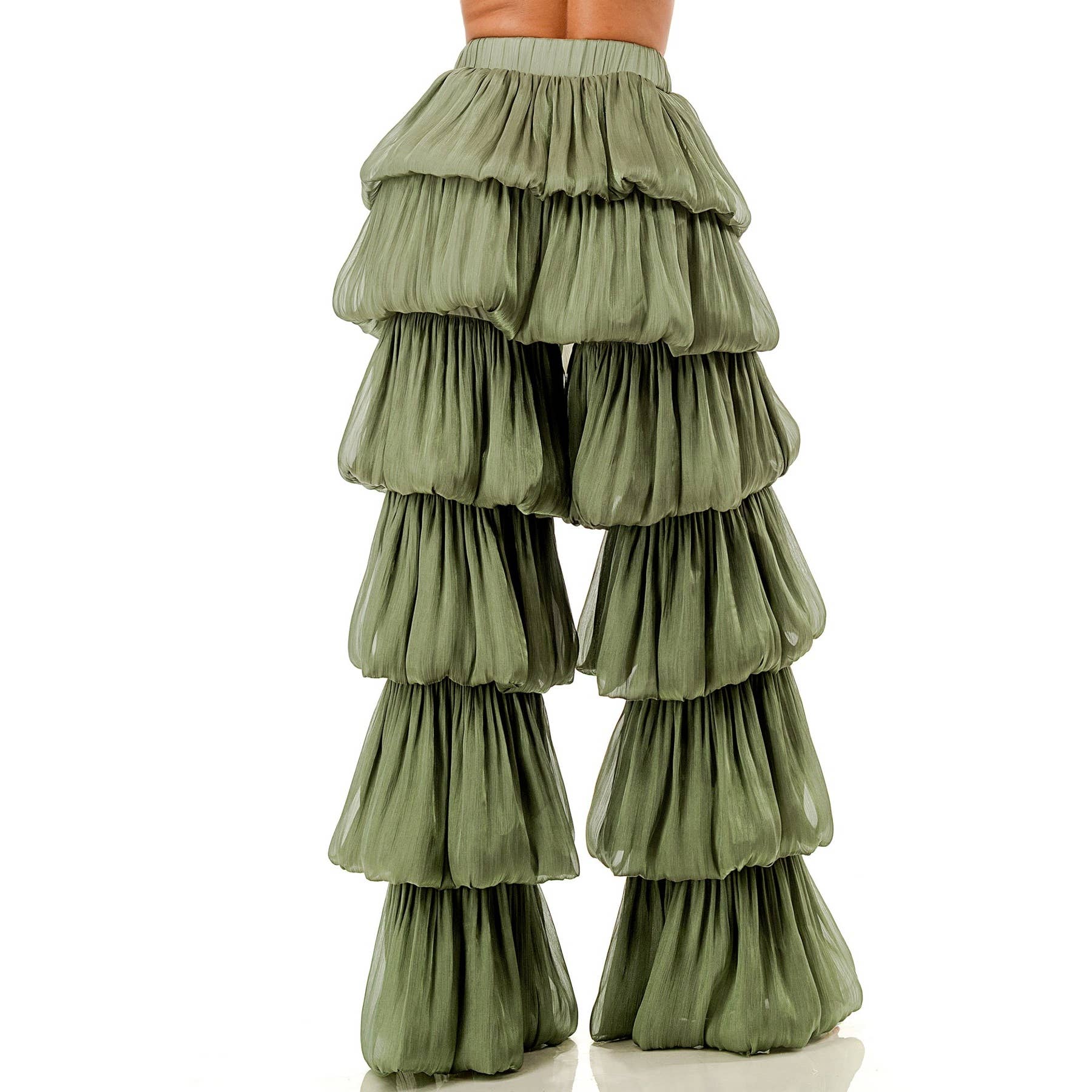 DORCAS - Wholesale Pants - Women's - Plus Size Bubble Hem Tiered Ruffled Organza Pants11