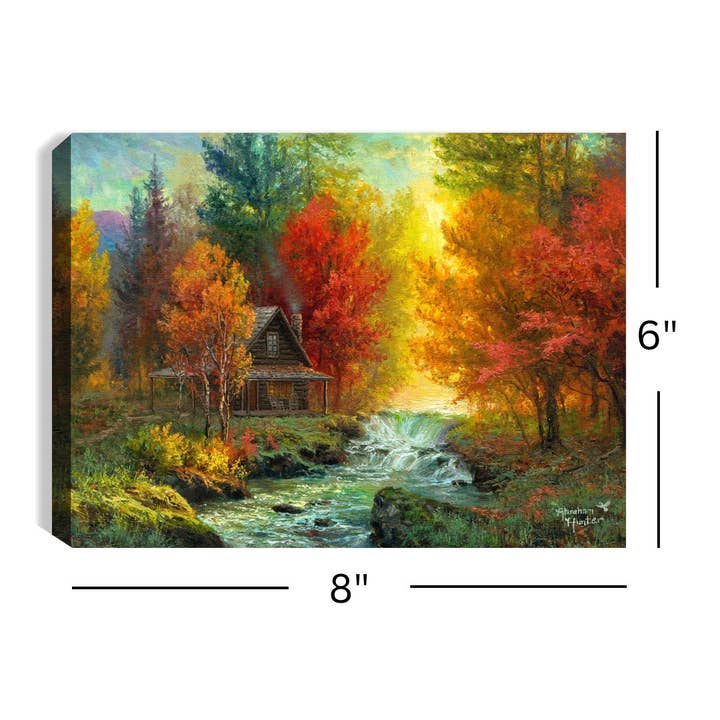 Glow Decor - Wholesale Decorative Tabletop Object - Creekside Cabin 8x6 Lighted Tabletop Canvas