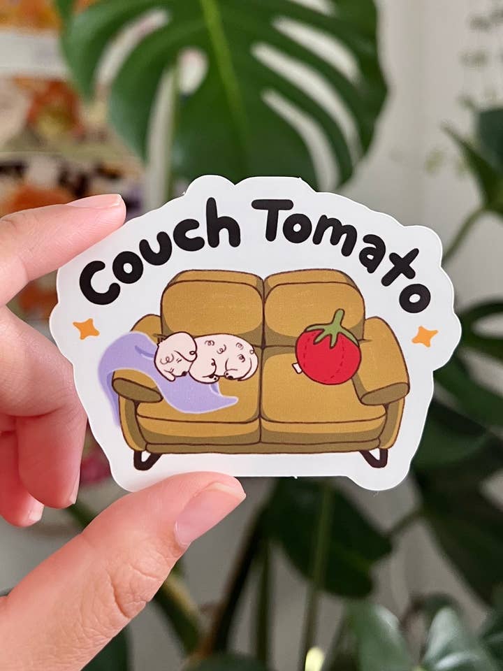 Couch Tomato Sticker for wholesale by Marlene Vega Studio