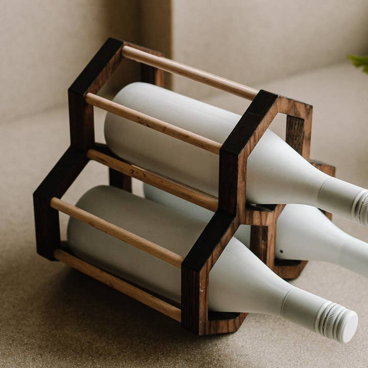 Wooden bottle holder 3 slots for wholesale by PromiDesign