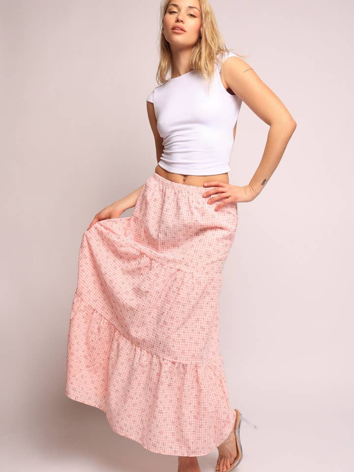 Maxirok met Bloemenstructuur en Gelaagde Stukken voor wholesale door Viviara