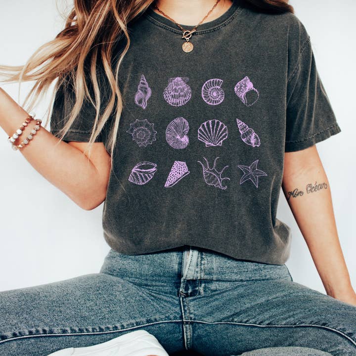 Shells Shirt, Women's Flowy Tank, Beach Shirt, Ocean T Shirt, Summer Shirt, Workout Top, Big Sister Shirt for wholesale by AFAdesignsCo