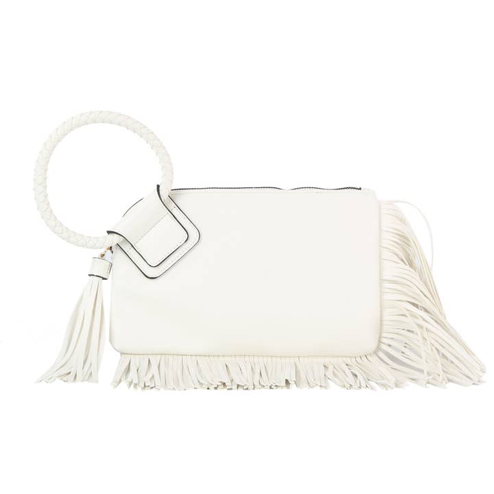 HR CORP - Wholesale Clutch Bag - Women's - Calin collection Fringe detailed Braided Ring Handle Clutch13