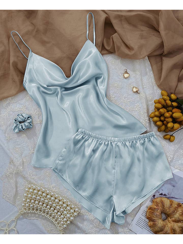 Cowl Tank and Shorts Lounge Set for wholesale by Anna Kaci Wholesale