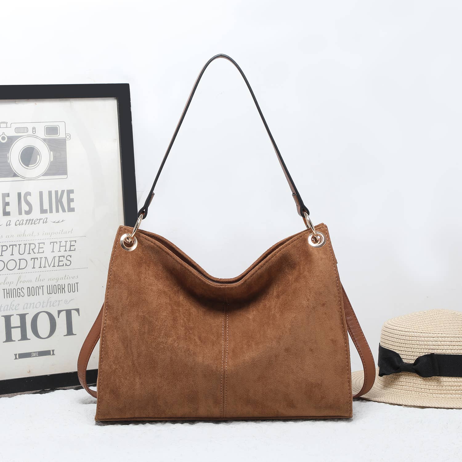 House of Milano – wholesale Shoulder bag – women's – 25453 Vegan Suede Slouch Bag7