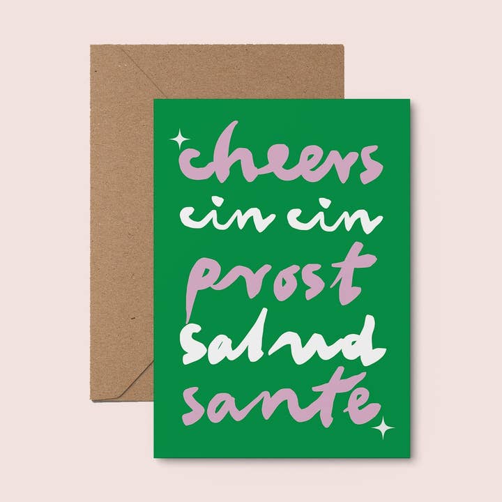 Cheers Languages Card for wholesale by Moonshine Prints