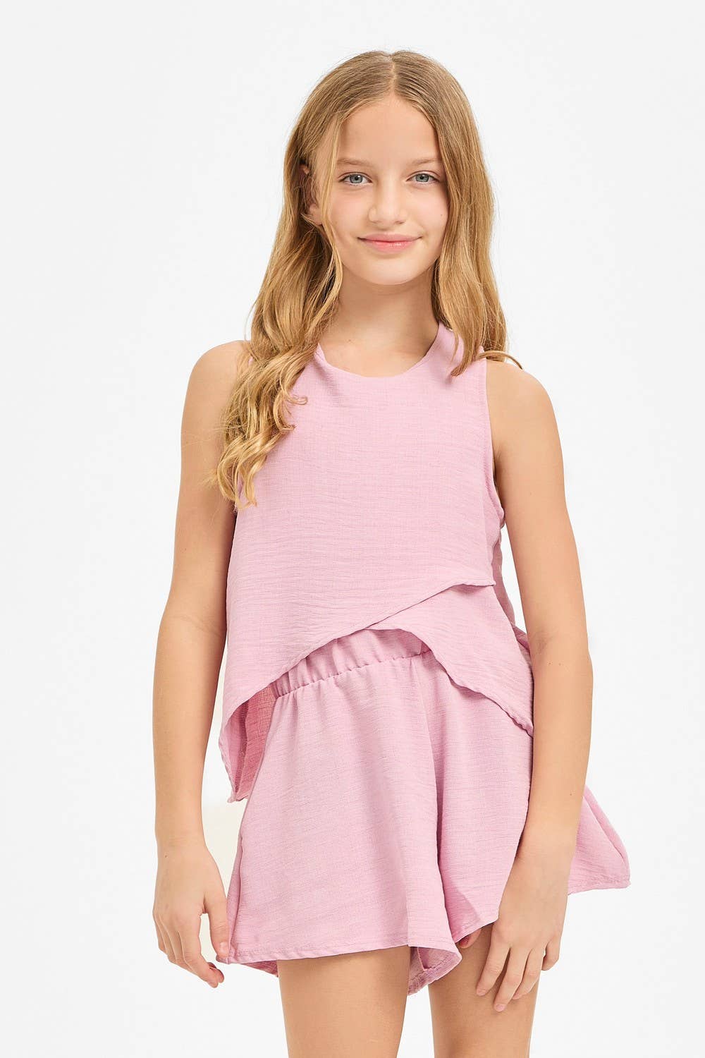 Good Girl - Wholesale T-Shirt - Kids - Wrap Design High-Low Sleeveless Blouse10