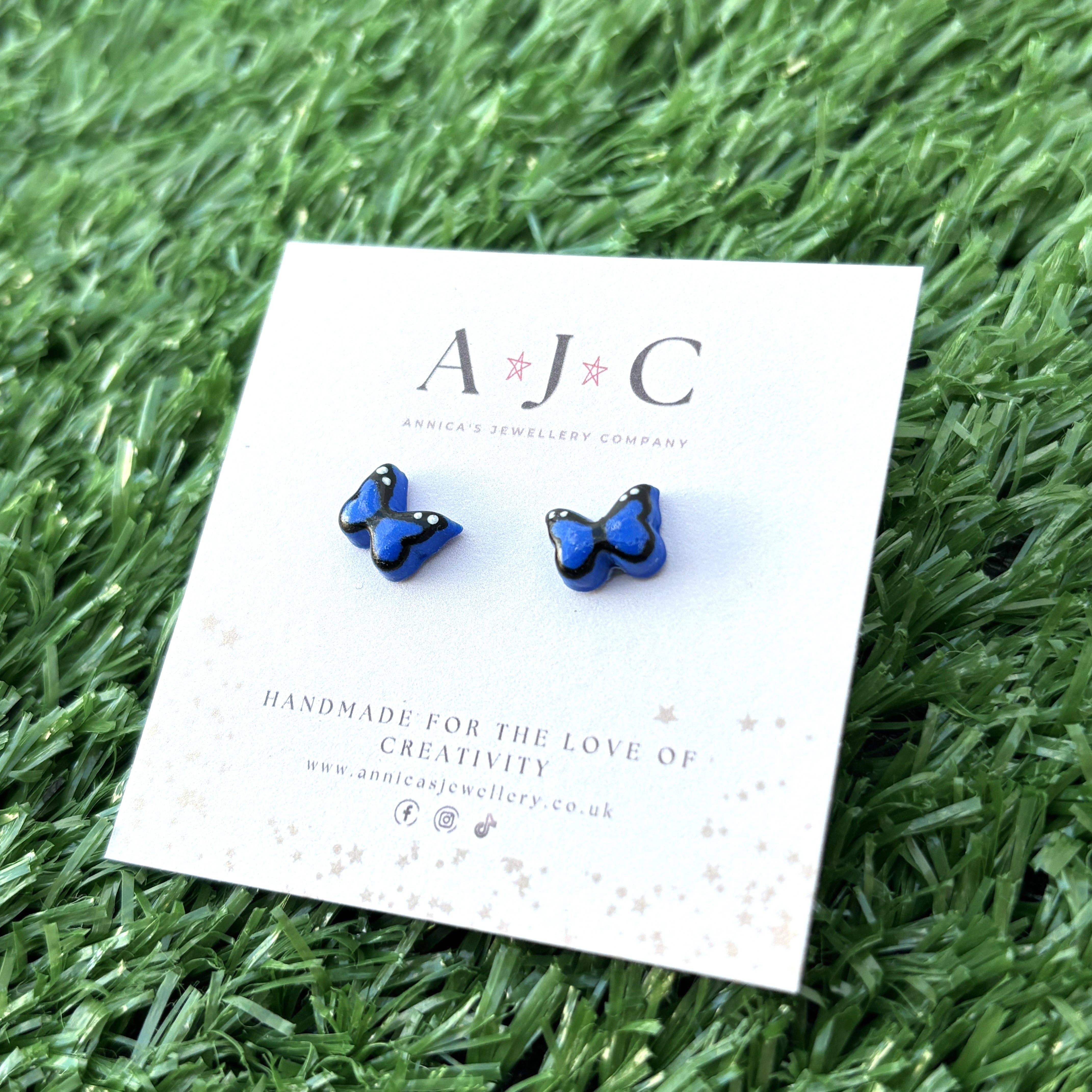 Annica’s Jewellery Co – wholesale Stud/post earrings – Cobalt Blue Detailed Butterflies2