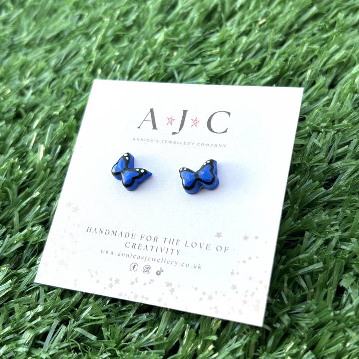Annica’s Jewellery Co – wholesale Stud/post earrings – Cobalt Blue Detailed Butterflies2