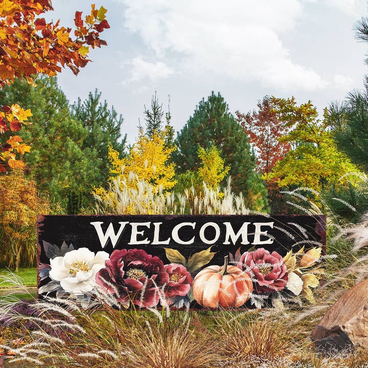 Piquet de bienvenue rustique d'automne 91 cm | Décoration de jardin citrouille d'automne pour la vente par TX USA Corporation