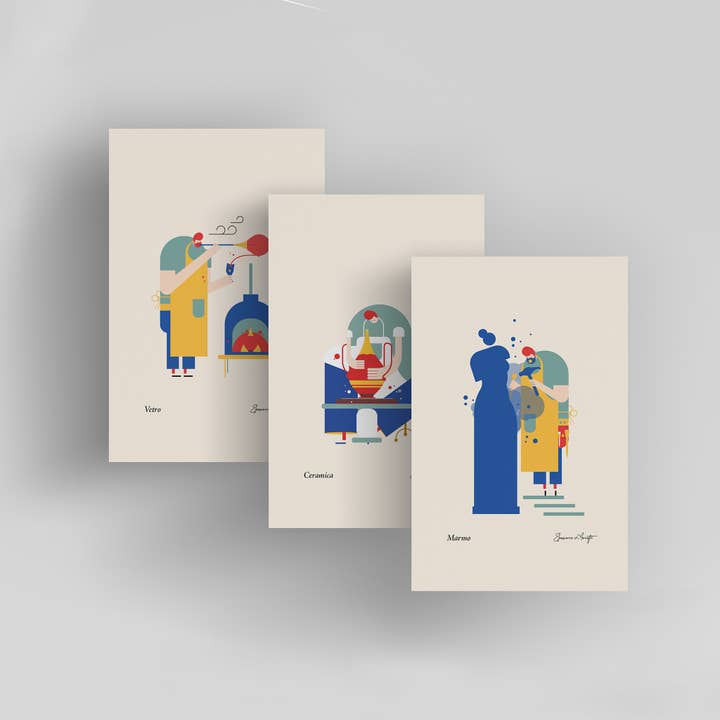 12 tradiciones artesanales italianas/pequeñas impresiones artísticas para venta al por mayor de Addvent Italy