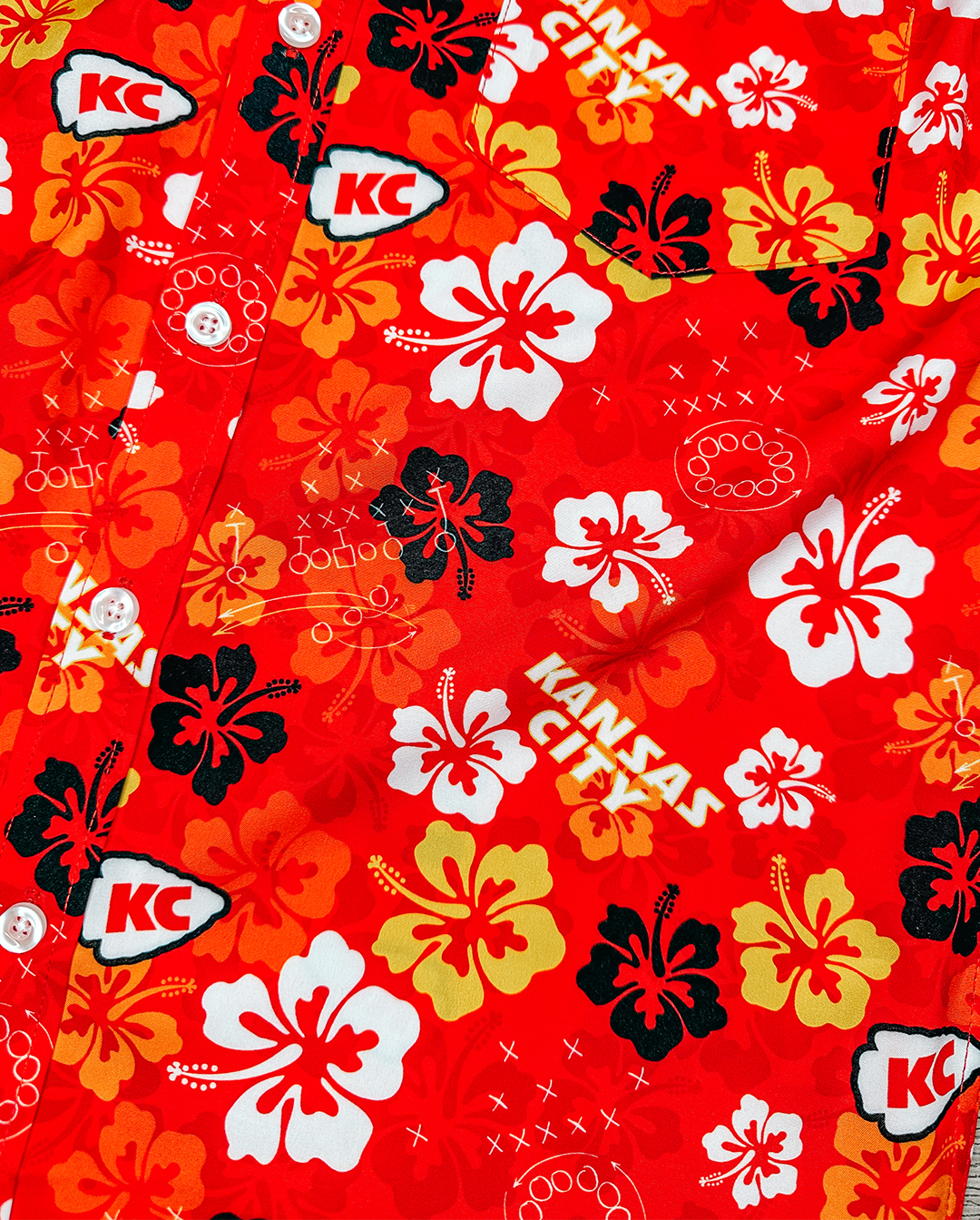 Team Cocktail - Wholesale Button Down Shirt - Unisex - Tropical Kansas City Football Unisex Button Up1