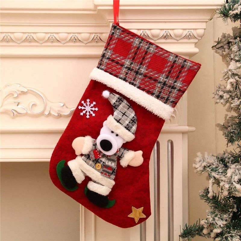 FurDecoration – wholesale Holiday Stocking – Large Christmas Stocking Made Of Burlap Fence7