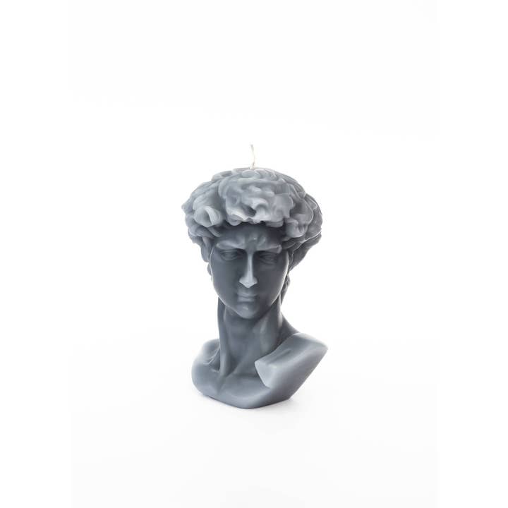 Agora Home DECO – wholesale Prydnadsljus – Grå David grekiskt huvud ljus - romersk byst figur