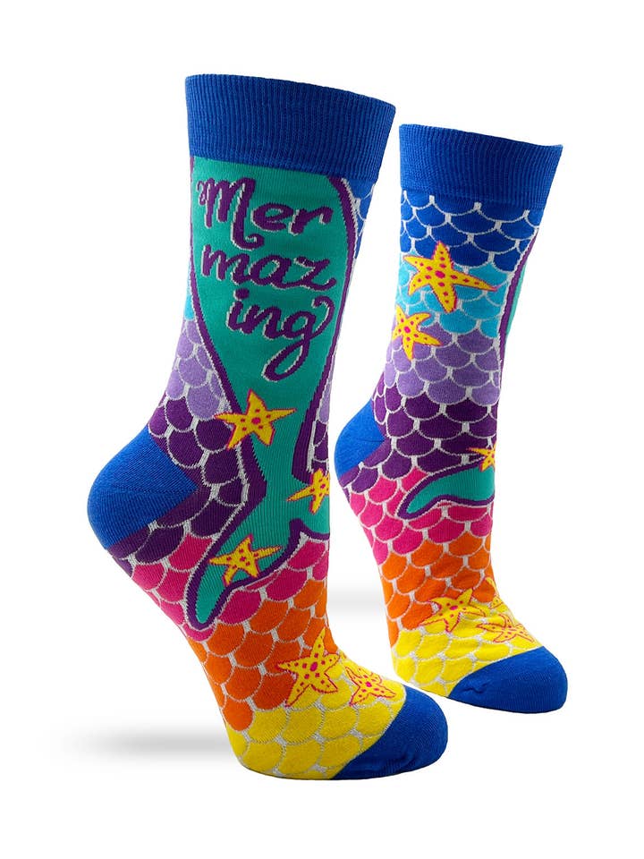 Fabdaz - Wholesale Socks - Women's - Mermazing Women's Novelty Crew Socks0