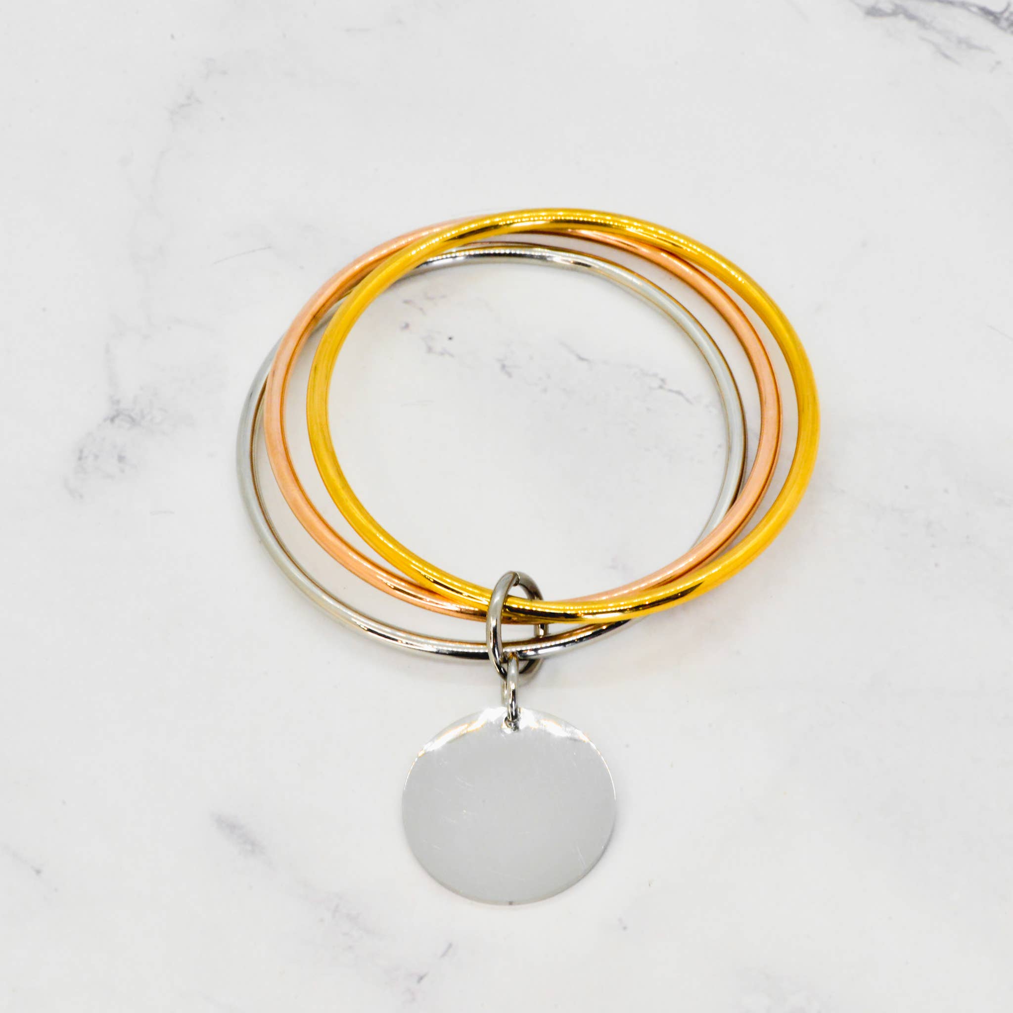Angiie - Wholesale Bangle Bracelet - Tricolor trio band - 20mm/27mm2