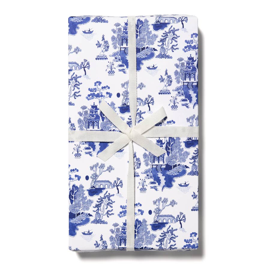 Blue and White Wrapping Paper Cute Wrapping Paper Blue Chinoiserie Gift  Wrap Blue Gift Wrapping Paper Birthday Wrapping Sheets 